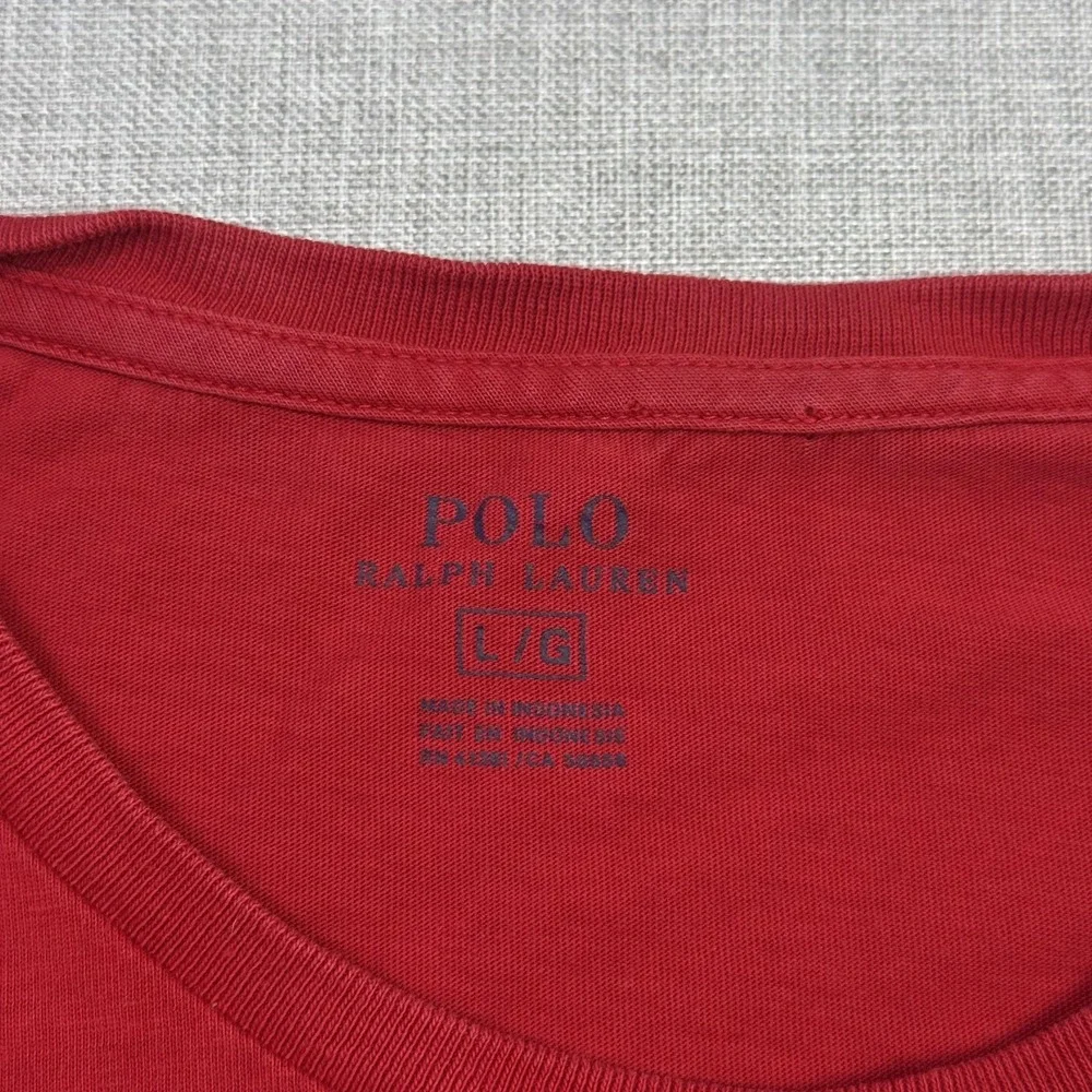 Polo Ralph Lauren T-Shirt Mens L Red Pocket Logo Crew Neck Cotton Tagless